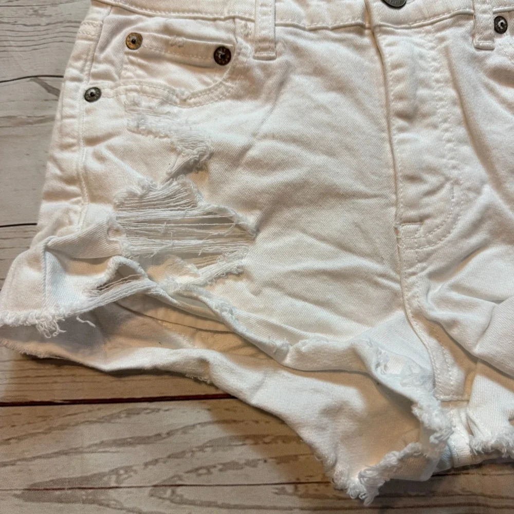 Aeropostale Vintage High Rise Shorty White Shorts Frayed Distressed Women's‎ 0